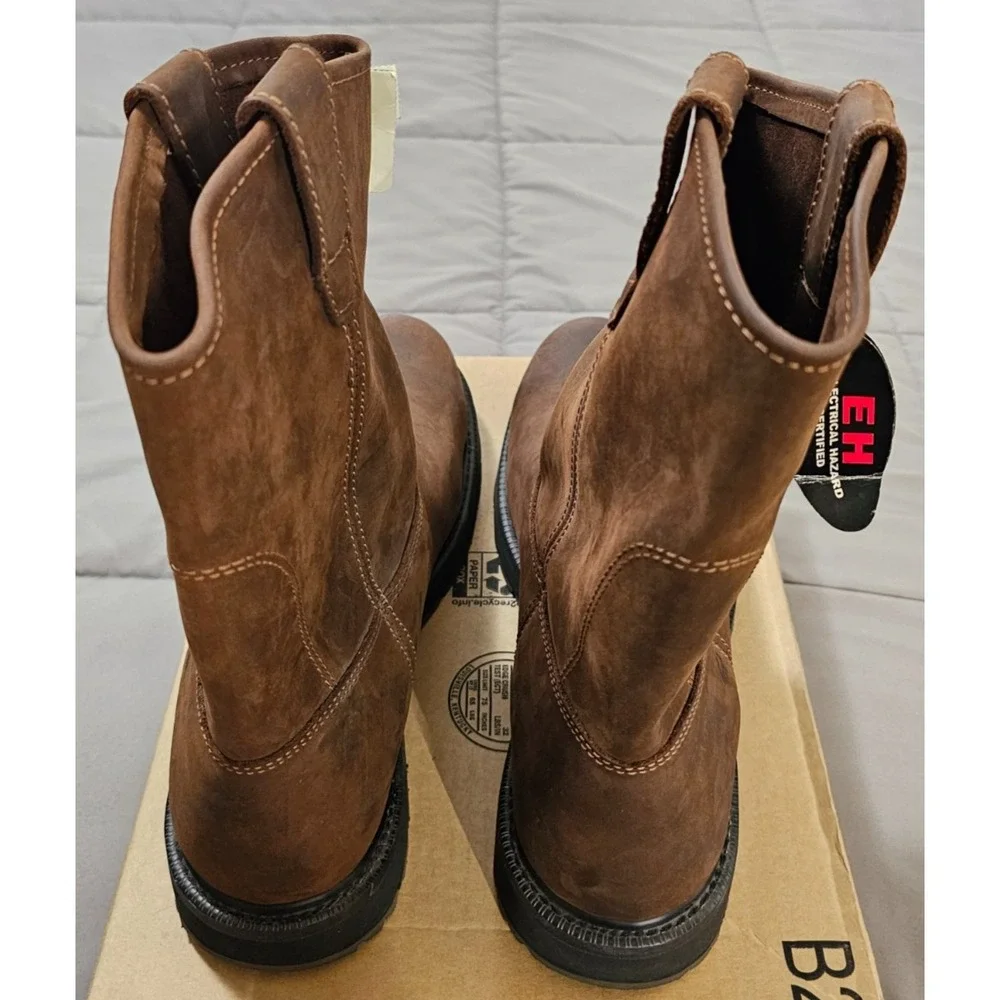 Wolverine® (Men's 11.5 M) EH SR Steel-Toe Wellington Work Boots in Brown - $190